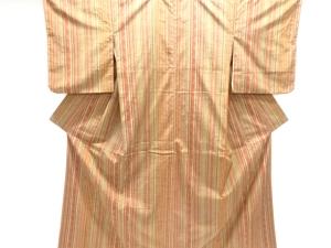 縞に抽象模様織り出し手織り紬着物